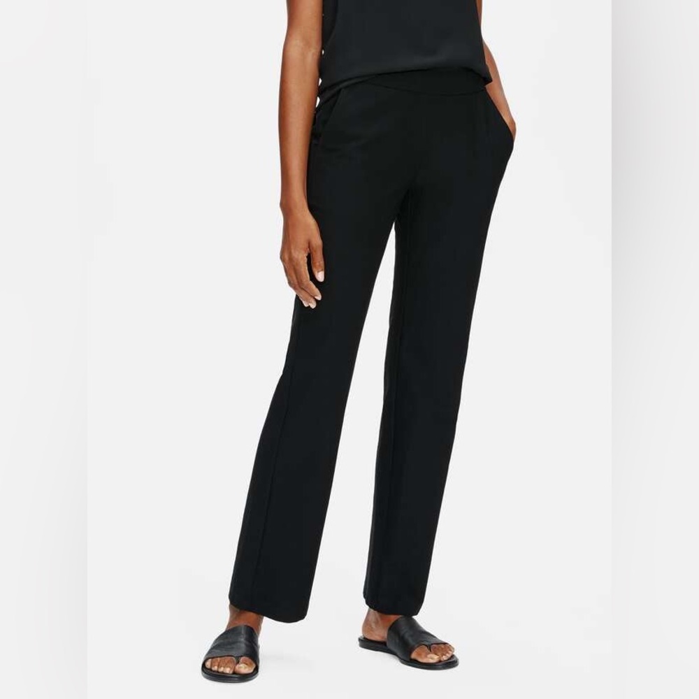 Eileen Fisher Black Straight Pant with Yoke, NWT